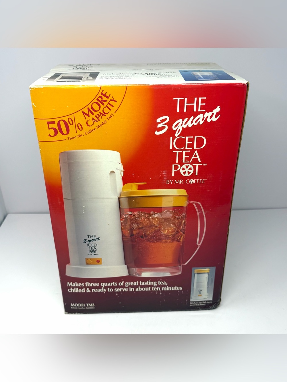 Mr. Coffee TM3 The 3 Quart Iced Tea Pot Electric Iced Tea Maker Yellow Lid NEW